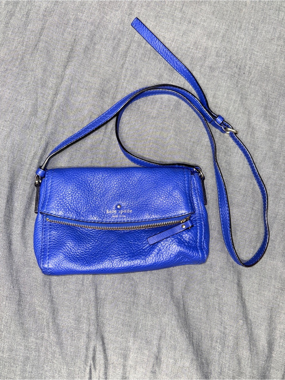 kate spade cobalt blue pebble leather crossbody bag